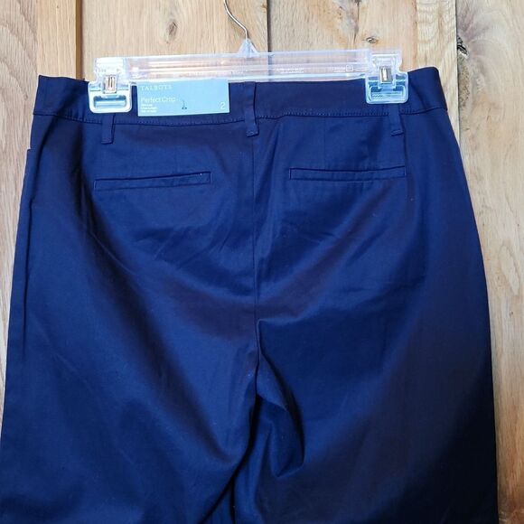 Talbots Perfect Crop Slim Leg Mid Rise Nautical Casual Pants, Size 2, Dark Blue - Picture 3 of 10